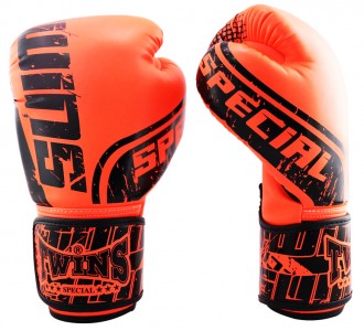 Боксерские перчатки Twins Special с рисунком (FBGVS12-TW7 black/dark-orange)